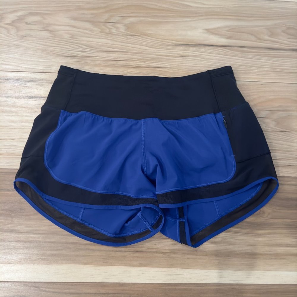 Lululemon Mind Over Miles Short (3.5") Jet Stream / Black - Size 4